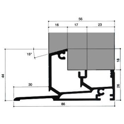 Seuil nez incliné H 44, porte 56 mm Seuil nez incliné H 44, porte 56 mm