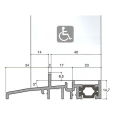 Seuil pont thermique/gache encastrable H 20, porte 56 mm Seuil pont thermique/gache encastrable H 20, porte 56 mm