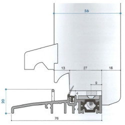 Seuil pont thermique/gache encastrable H 20, porte 56 mm Seuil pont thermique/gache encastrable H 20, porte 56 mm