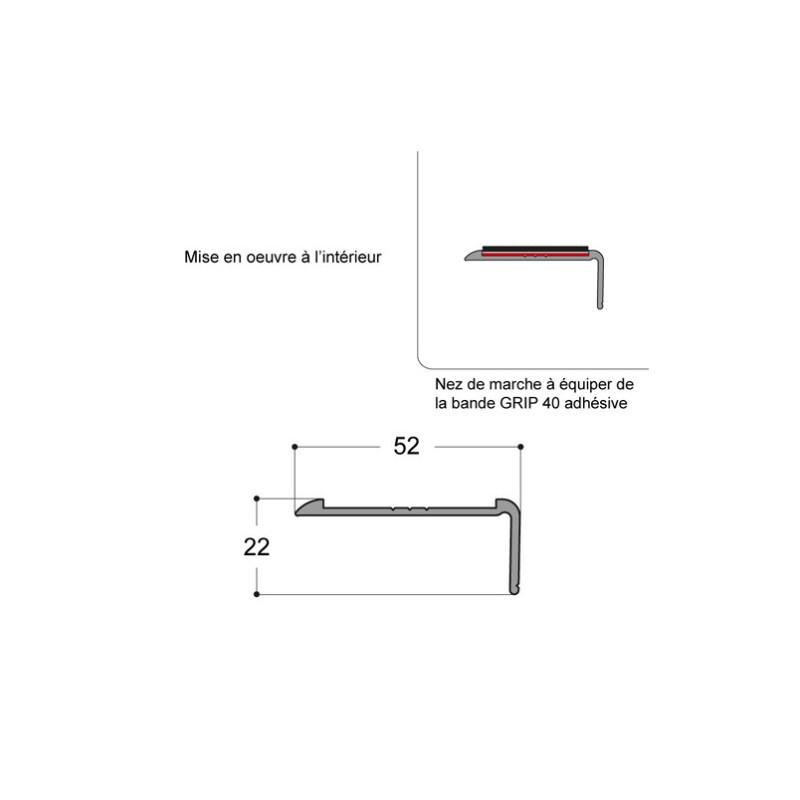 Nez de marche aluminium intérieur NDM Nez de marche aluminium intérieur NDM