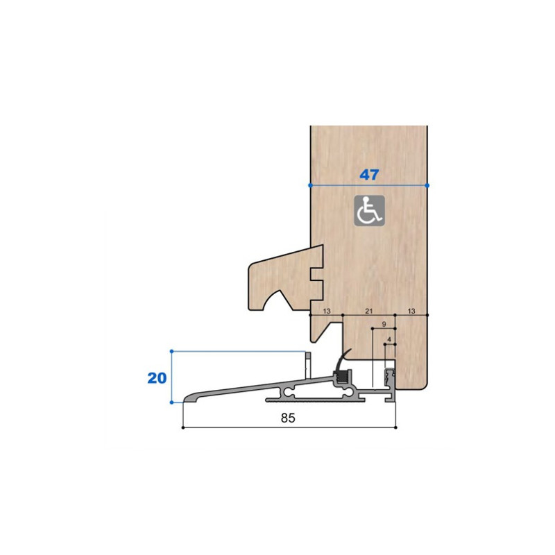 Seuil tubulaire H 20, porte 47 mm Seuil tubulaire H 20, porte 47 mm