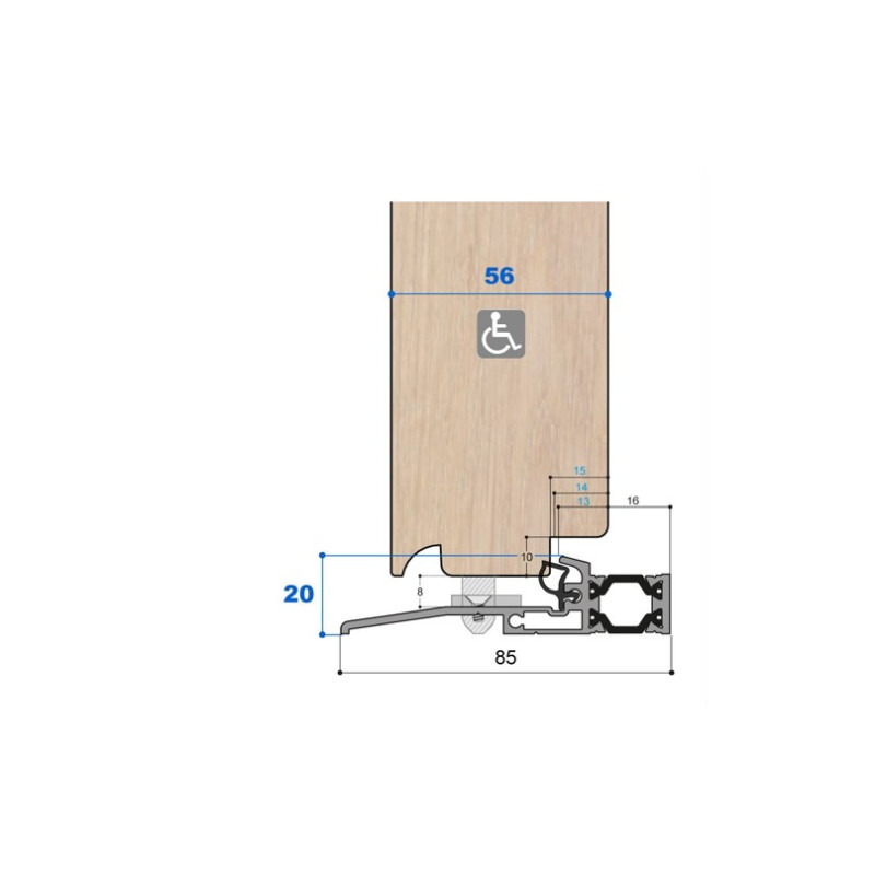 Seuil pont thermique H 20, porte 56 mm Seuil pont thermique H 20, porte 56 mm