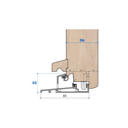 Seuil nez incliné H 33, porte 56 mm Seuil nez incliné H 33, porte 56 mm