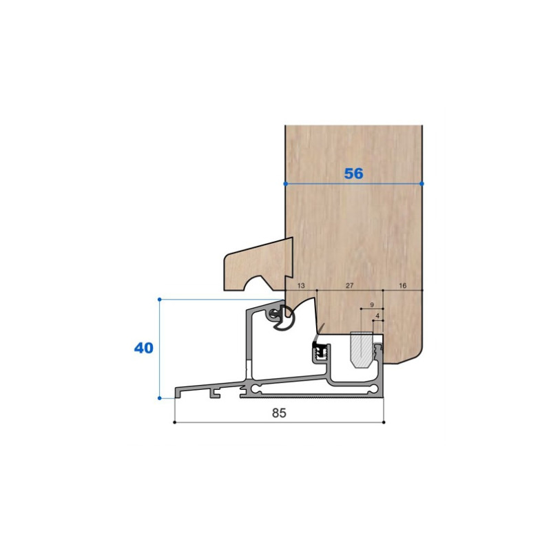 Seuil nez incliné H 40, porte 56 mm Seuil nez incliné H 40, porte 56 mm