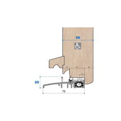 Seuil pont thermique/gache encastrable H 20, porte 56 mm Seuil pont thermique/gache encastrable H 20, porte 56 mm