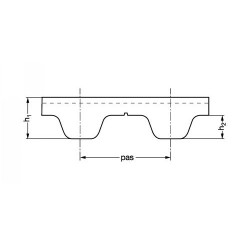 Courroie dentée polyuréthane A8-T5 largeur 6 mm, pas de 5 mm Courroie dentée polyuréthane A8-T5 largeur 6 mm, pas de 5 mm