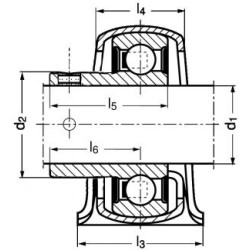 Palier à semelle avec corps en tôle M7-PBY, roulement à billes auto-aligneur avec vis de blocage, bague extérieure sphérique Palier à semelle avec corps en tôle M7-PBY, roulement à billes auto-aligneur avec vis de blocage, bague extérieure sphérique