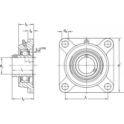 Palier applique carré avec corps en fonte M7-FY TF Palier applique carré avec corps en fonte M7-FY TF