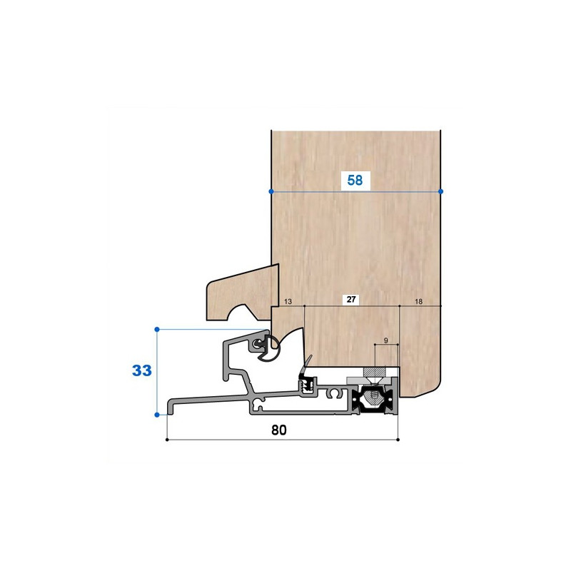 Seuil H 33, porte 58 mm + ML JN2 + ML LP1 PR DD Seuil H 33, porte 58 mm + ML JN2 + ML LP1 PR DD