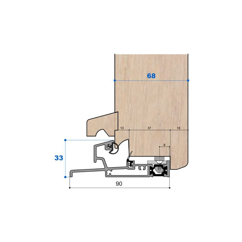 Seuil H 33, porte 68 mm + ML JN2 + ML LP1 PR DD Seuil H 33, porte 68 mm + ML JN2 + ML LP1 PR DD