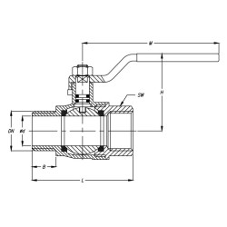 Robinet taraudé NPT à boisseau sphérique inox M/F Robinet taraudé NPT à boisseau sphérique inox M/F