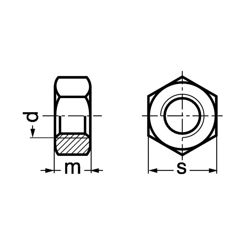 Ecrou hexagonal HU cl 8 DIN 934 zingué Ecrou hexagonal HU cl 8 DIN 934 zingué