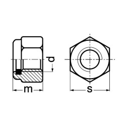 Ecrou hexagonal à frein cl 6 DIN 985 zingué Ecrou hexagonal à frein cl 6 DIN 985 zingué