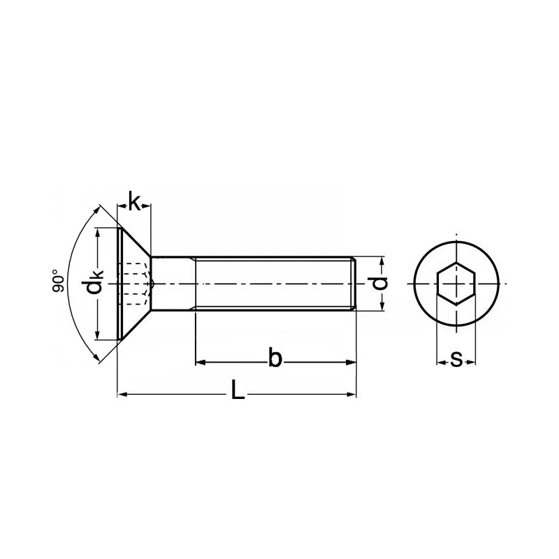 Vis à tête fraisé filetage partiel cl 10.9 zingué Vis à tête fraisé filetage partiel cl 10.9 zingué