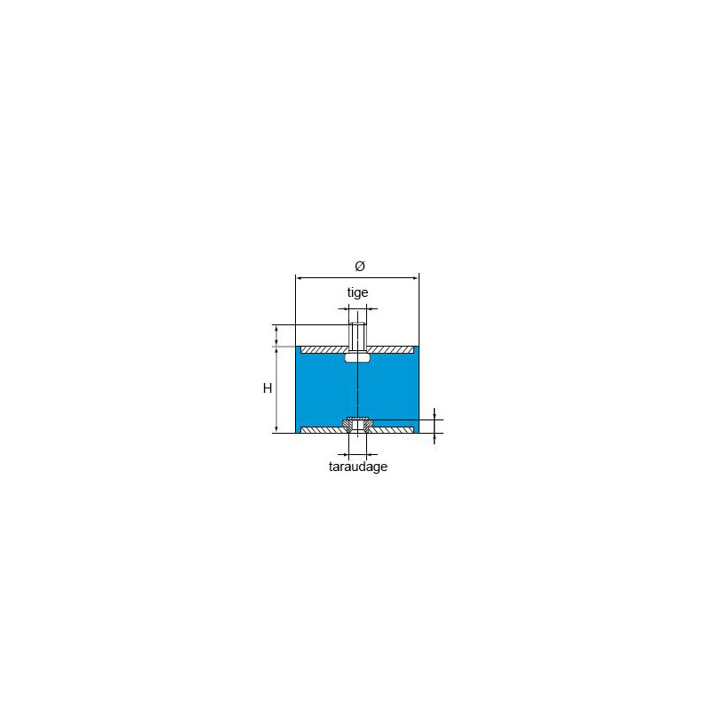 Silentbloc standard mixte 1 tige + 1 taraudage Silentbloc standard mixte 1 tige + 1 taraudage