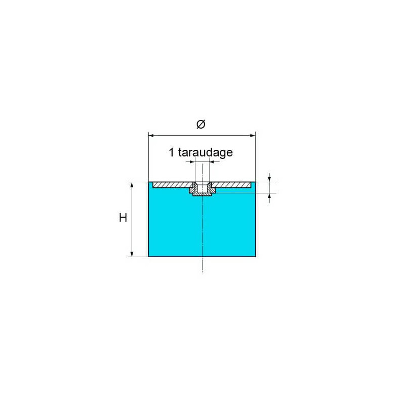 Support ou butée cylindrique fixation 1 taraudage Support ou butée cylindrique fixation 1 taraudage