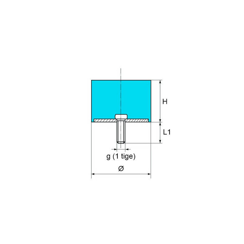 Silentbloc std cylindrique fixation 1 tige 55 Shore Silentbloc std cylindrique fixation 1 tige 55 Shore