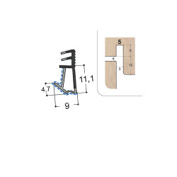 Joint sur ouvrant F11 R5S PR en TPE bi-dureté Joint sur ouvrant F11 R5S PR en TPE bi-dureté