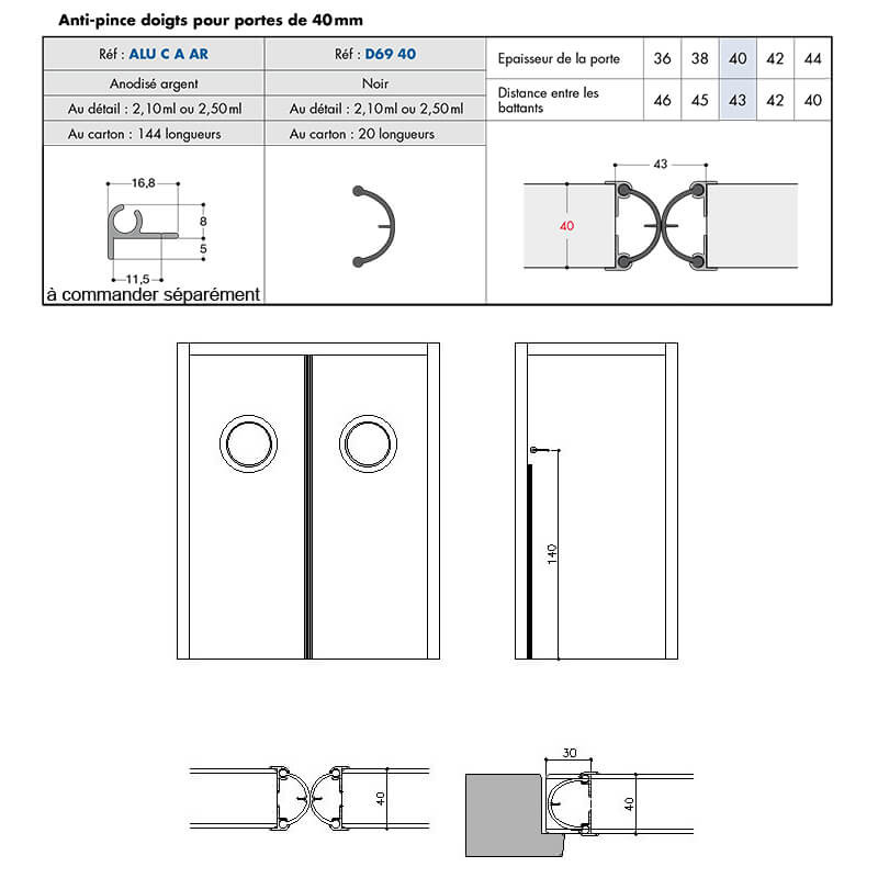 Joint anti-pince doigts porte 40 Joint anti-pince doigts porte 40