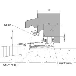 Seuil nez incliné H 33, porte 47 mm + ML JN2 + ML LP1 PR DD Seuil nez incliné H 33, porte 47 mm + ML JN2 + ML LP1 PR DD