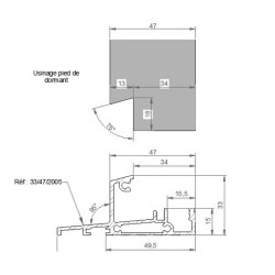 Seuil nez incliné H 33, porte 47 mm + ML JN2 + ML LP1 PR DD Seuil nez incliné H 33, porte 47 mm + ML JN2 + ML LP1 PR DD