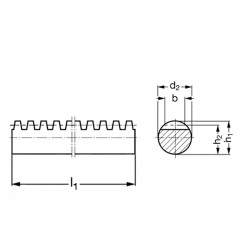 Crémaillère ronde acier m 1 à 6 mm denture droite fraisée Crémaillère ronde acier m 1 à 6 mm denture droite fraisée