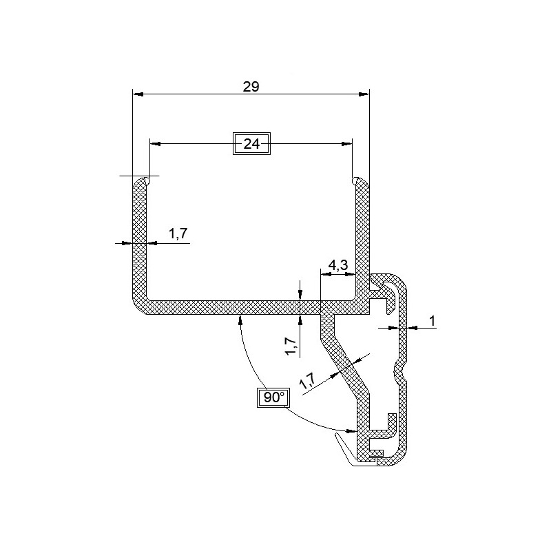 Profilé pour doubles-vitrages 24 mm Profilé pour doubles-vitrages 24 mm
