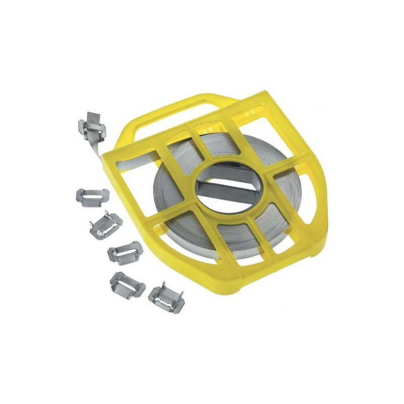 Feuillard inox dévidoir plastique 50 m Feuillard inox dévidoir plastique 50 m
